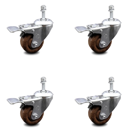 Service Caster 3.5 Inch High Temp Glass Filled Nylon 3/8 Inch Stem Caster Set Total Lock Brake SCC-TSTTL20S3514-GFNSHT-381615-4